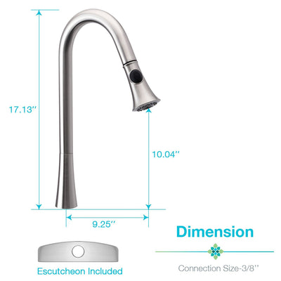 Single Handle Pull Down Kitchen Faucet with Soap Dispenser Brushed Nickel, Peppermint - peppermin