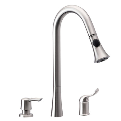 Single Handle Pull Down Kitchen Faucet with Soap Dispenser Brushed Nickel, Peppermint - peppermin